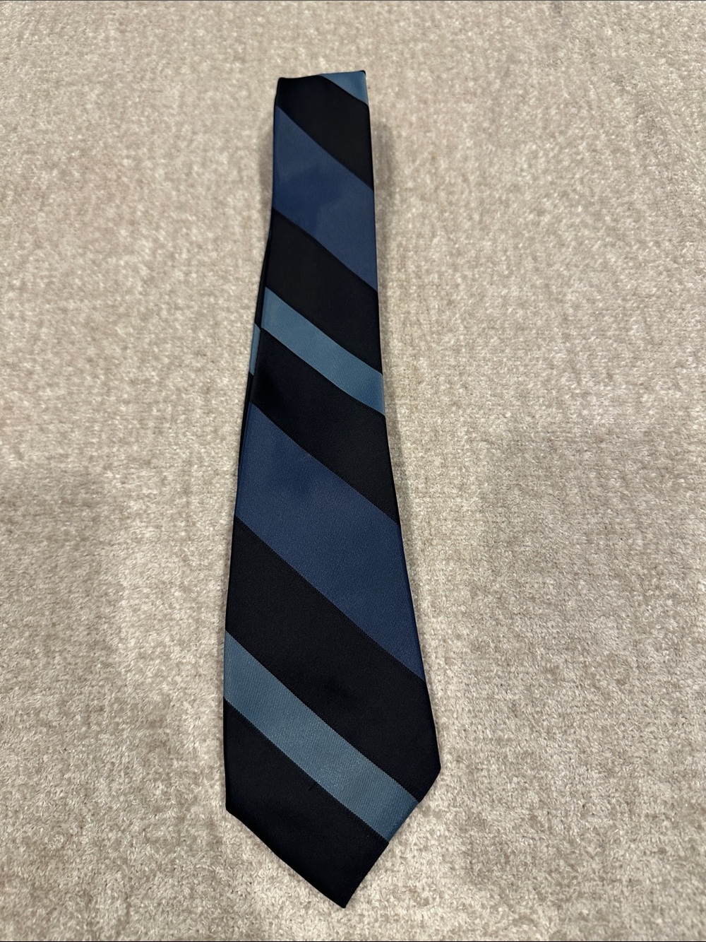 Mens Blue and Black Diagonal Stripe Tie